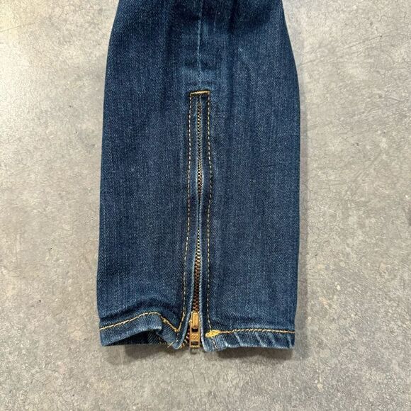 H&M Women's Mid-Rise Straight-Leg Skinny Fit Denim Jeans Blue Dark-Wash Size 28 - Picture 5 of 14